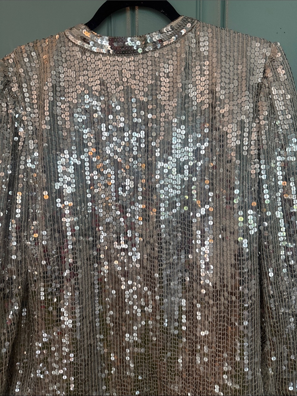Vintage 70s 80s Champ Ellyse Silver Sequin Blazer Jacket w Disco Festival Vibes - Picture 11 of 12